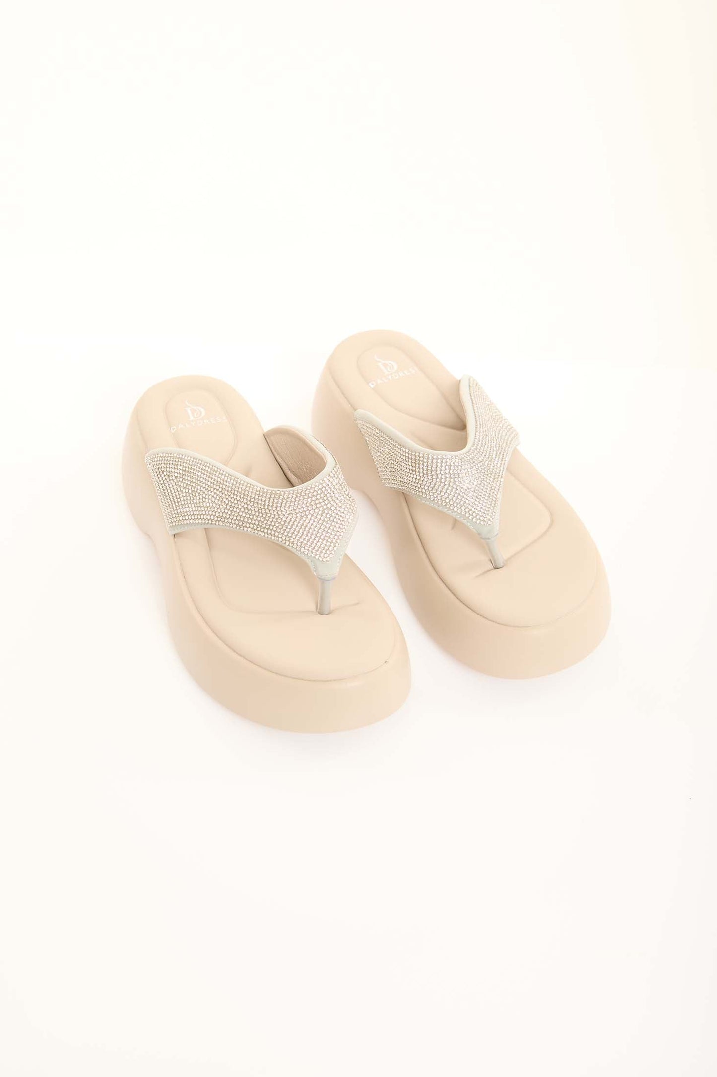 Rhinestone Platform Thong Sandals