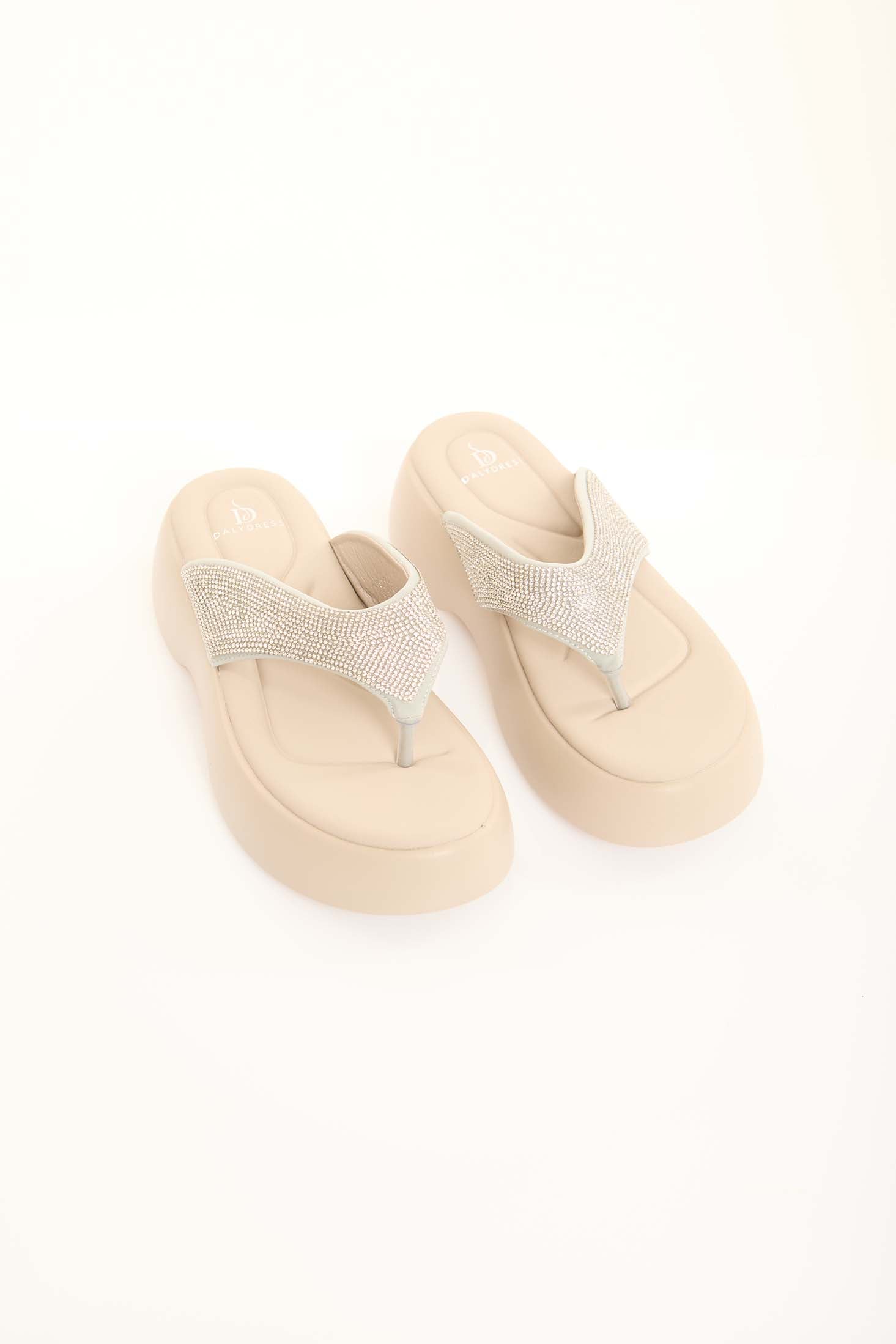 Rhinestone Platform Thong Sandals