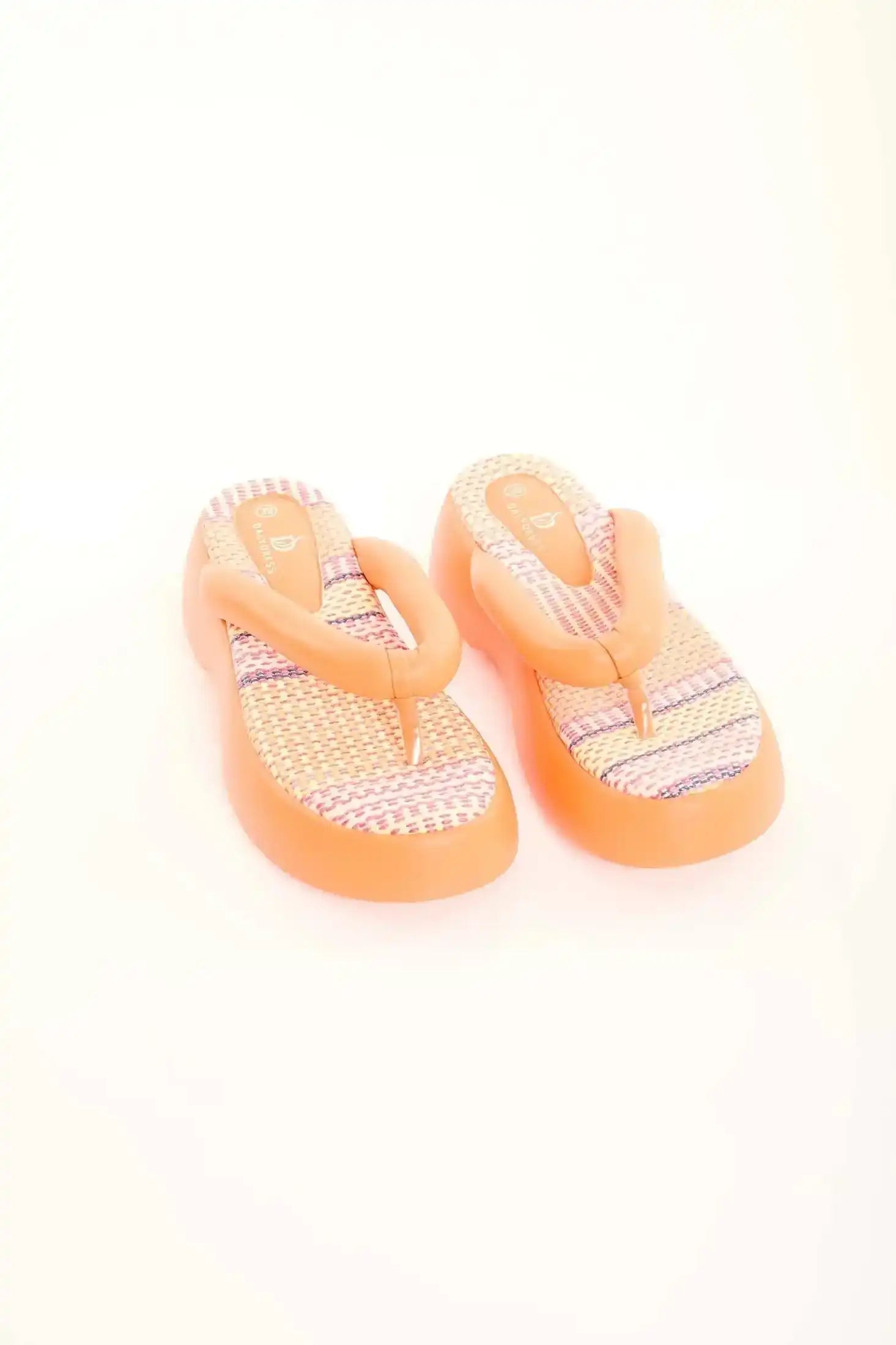Fabric Insole Platform Thong Sandals