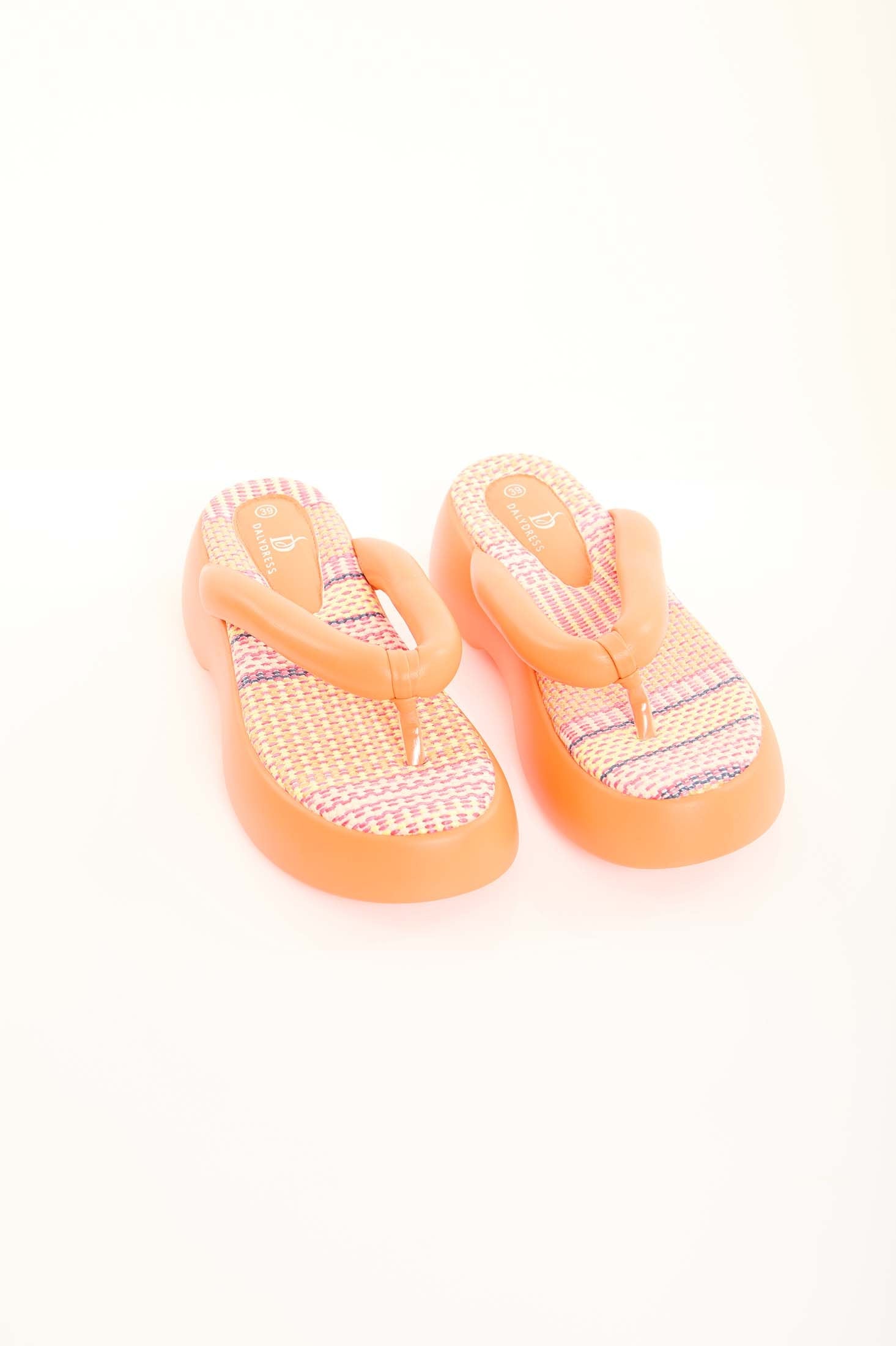 Fabric Insole Platform Thong Sandals