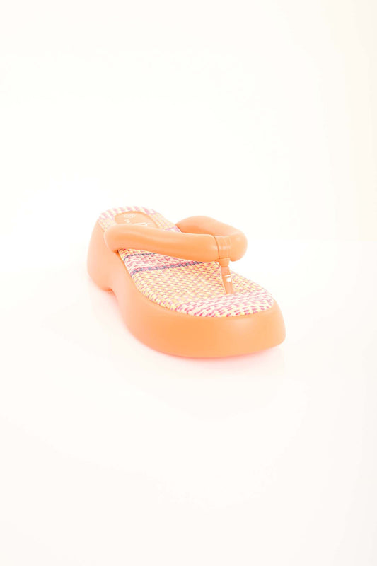 Fabric Insole Platform Thong Sandals