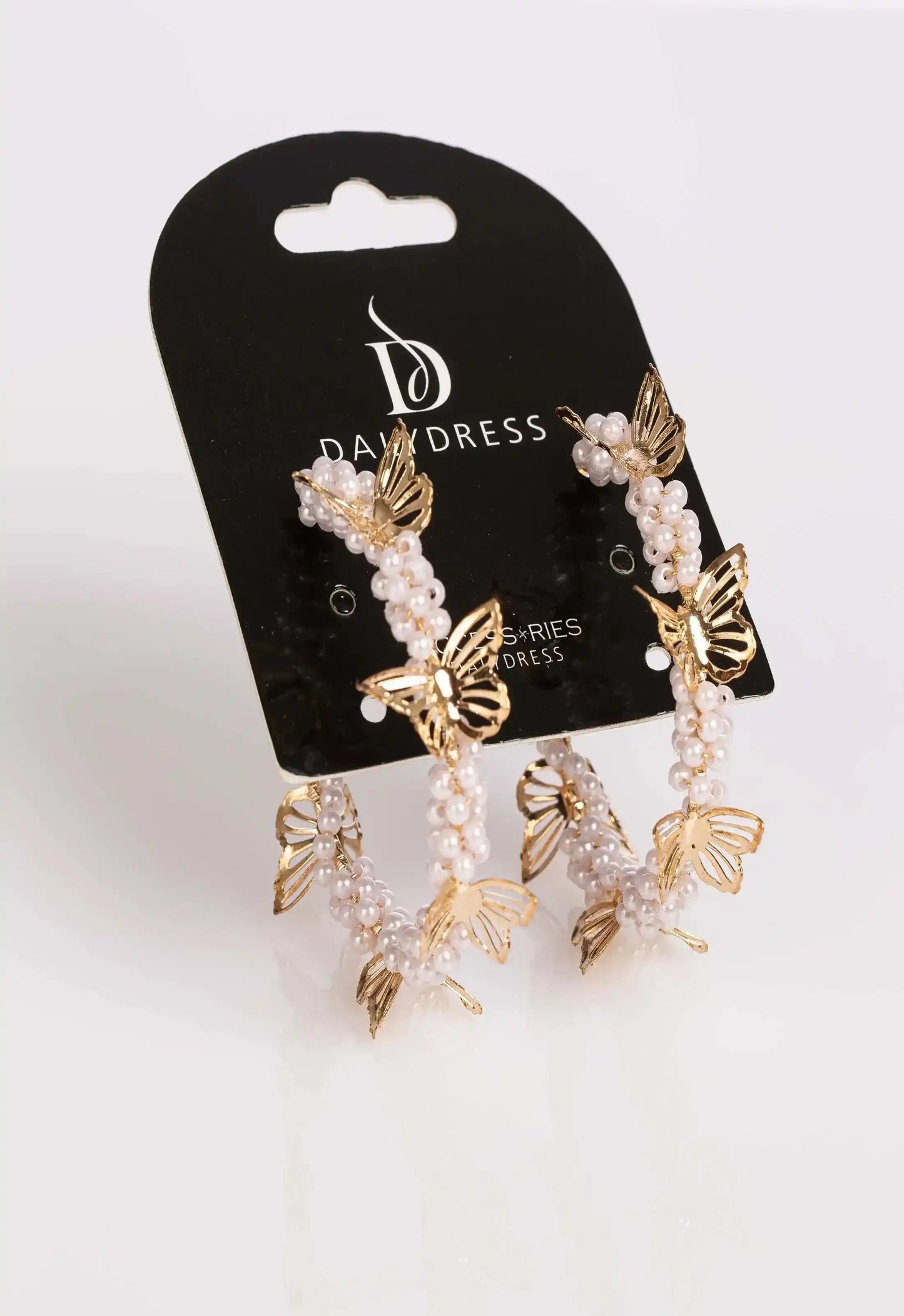 Delicate Butterfly Pearl Hoop Earrings
