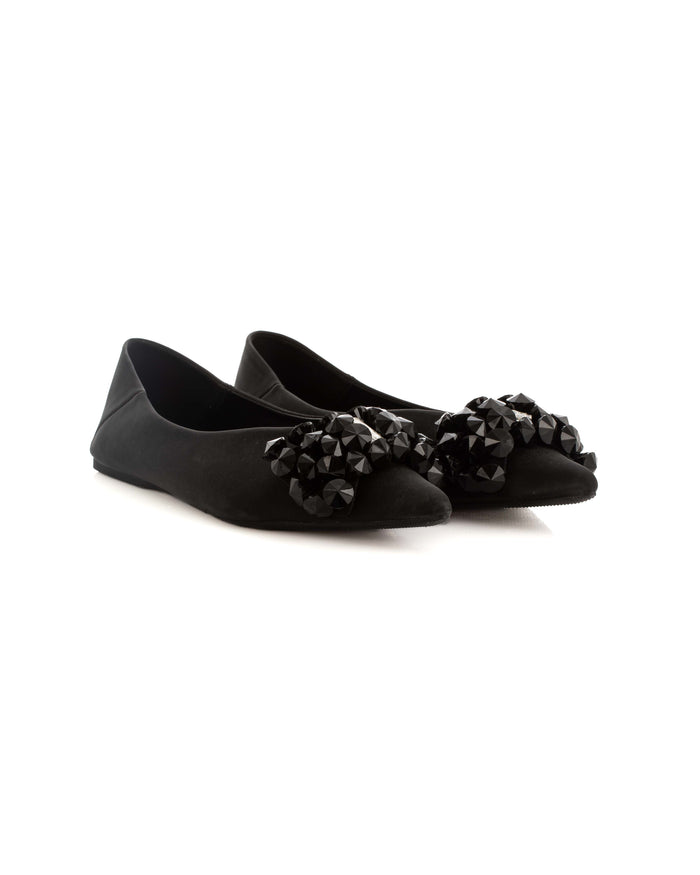 Satin Flats with Gem Cluster Design