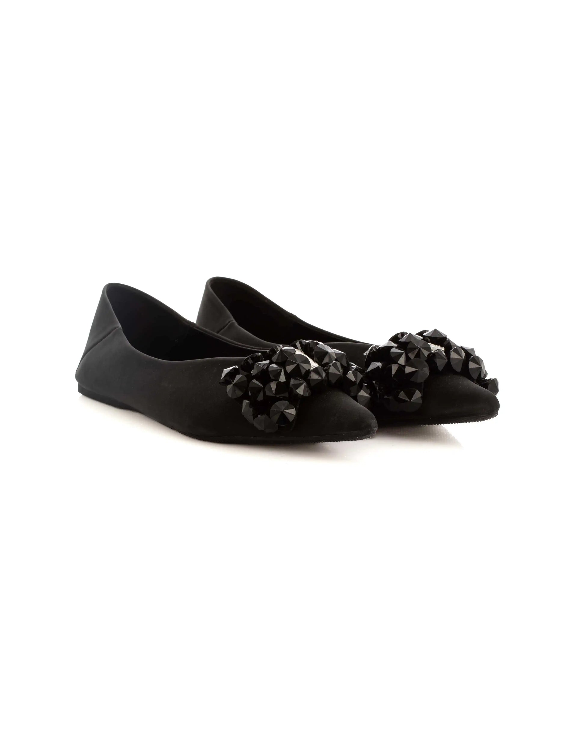 Satin Flats with Gem Cluster Design