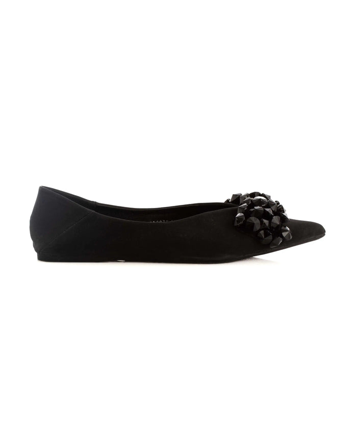 Satin Flats with Gem Cluster Design