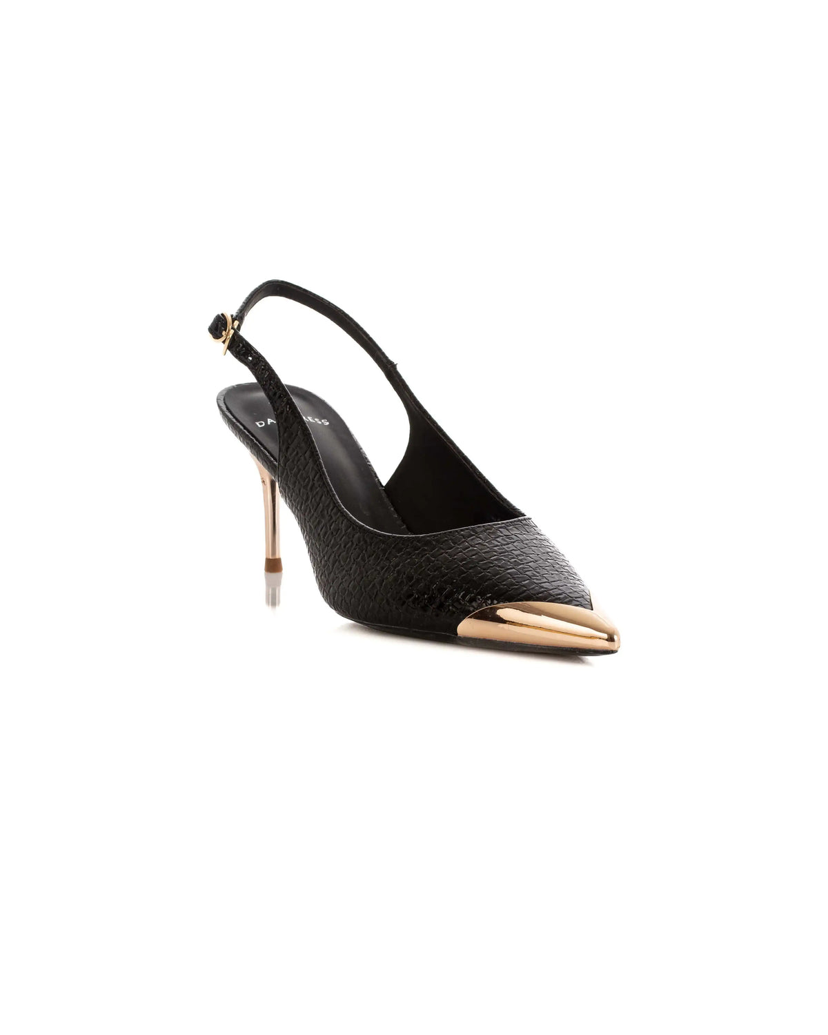 Patent Slingbacks with Gold Cap Toe