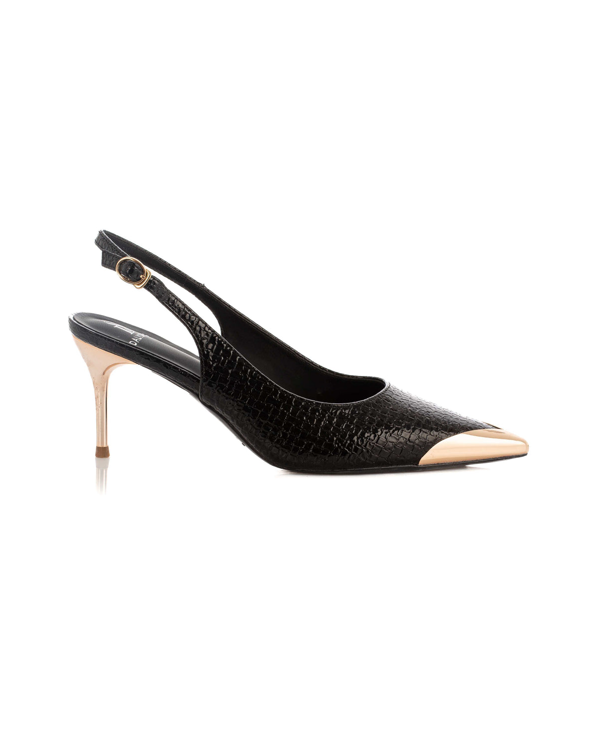 Patent Slingbacks with Gold Cap Toe