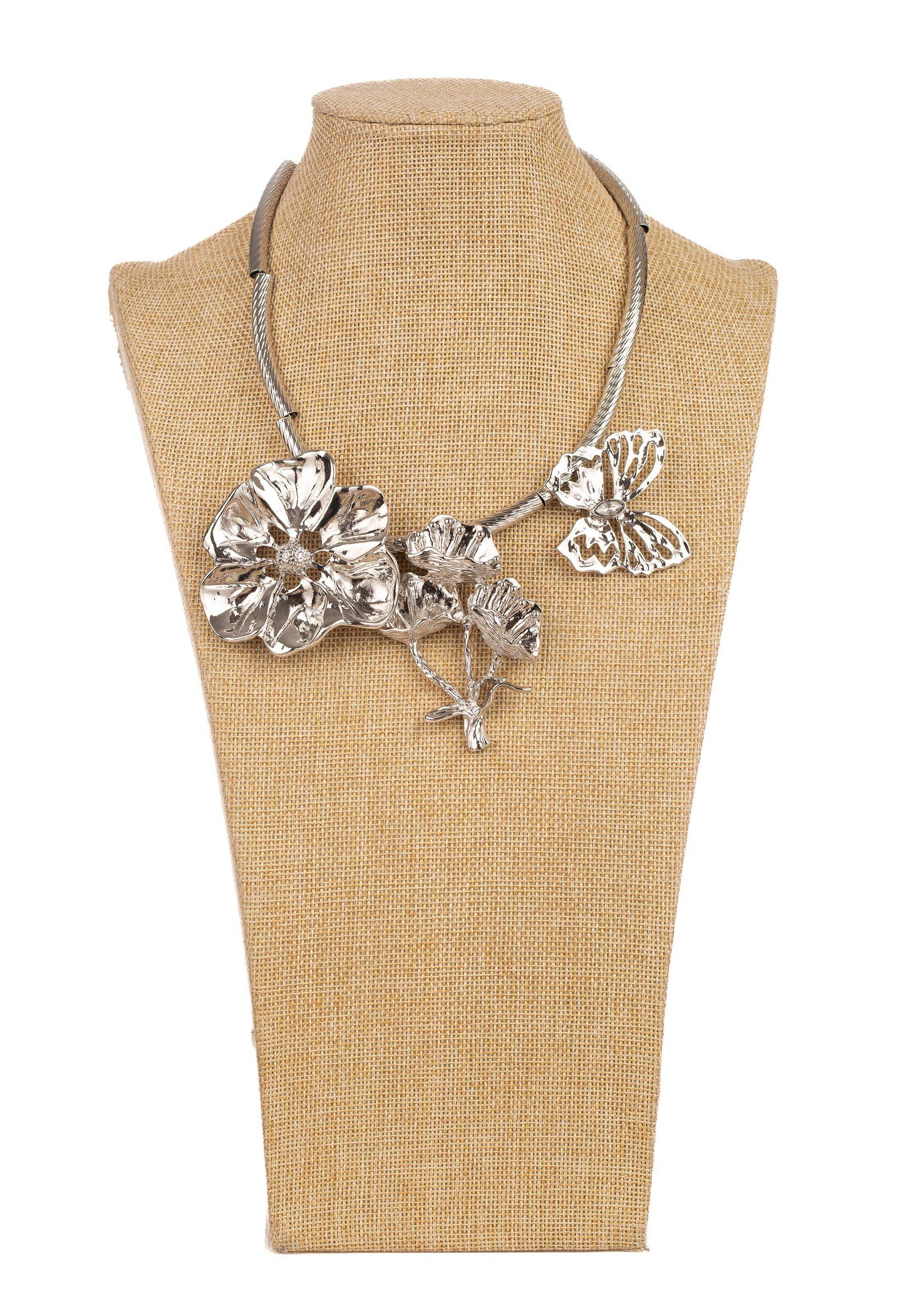 Floral and Butterfly Inspired Statement Necklace