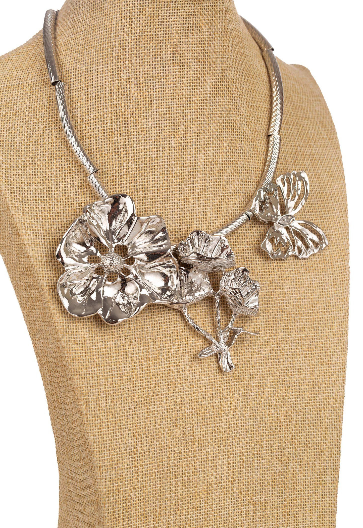 Floral and Butterfly Inspired Statement Necklace