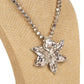 Intricate Floral Statement Necklace in Silver Tone