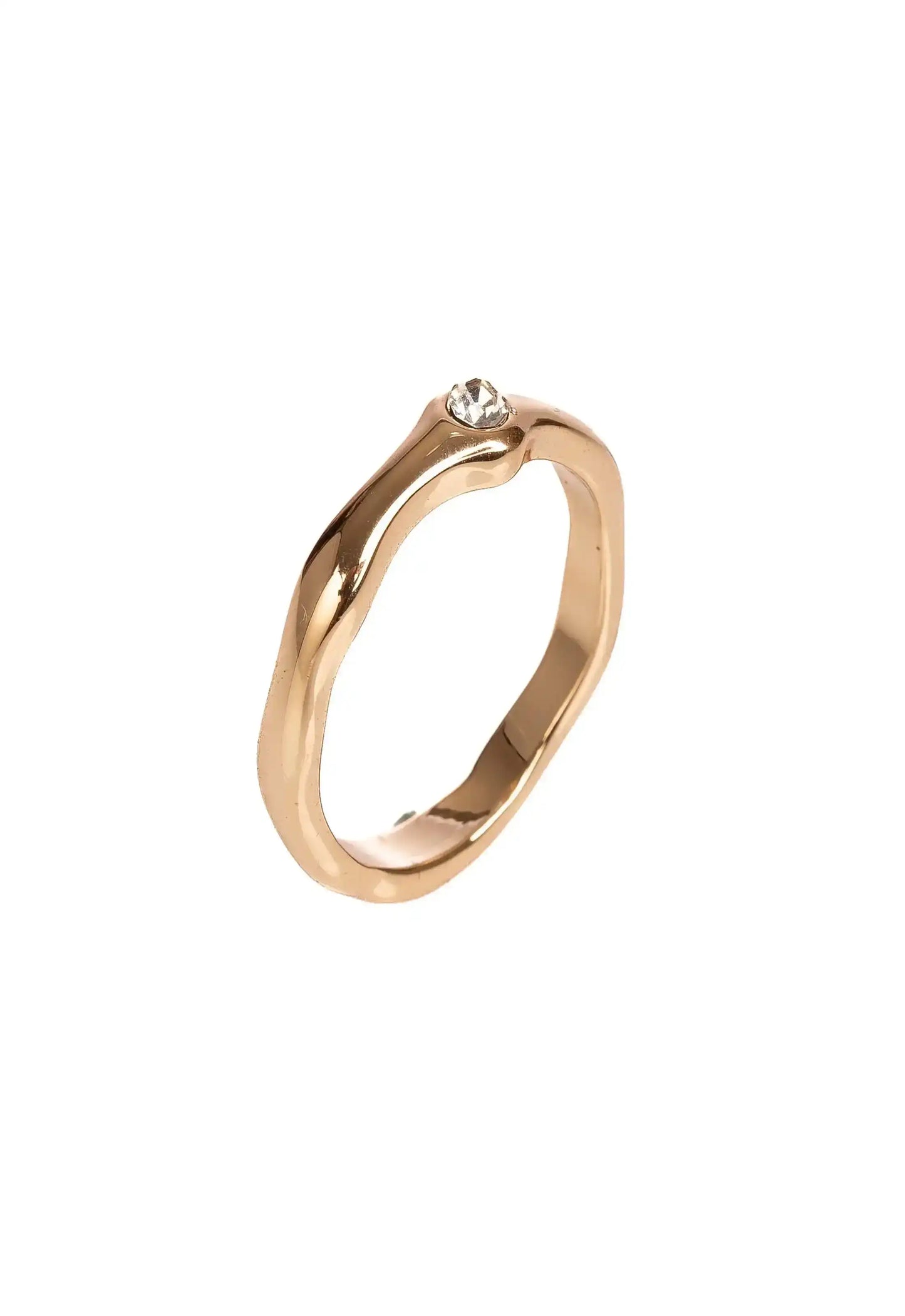 Wave Ring with Crystal Detailing