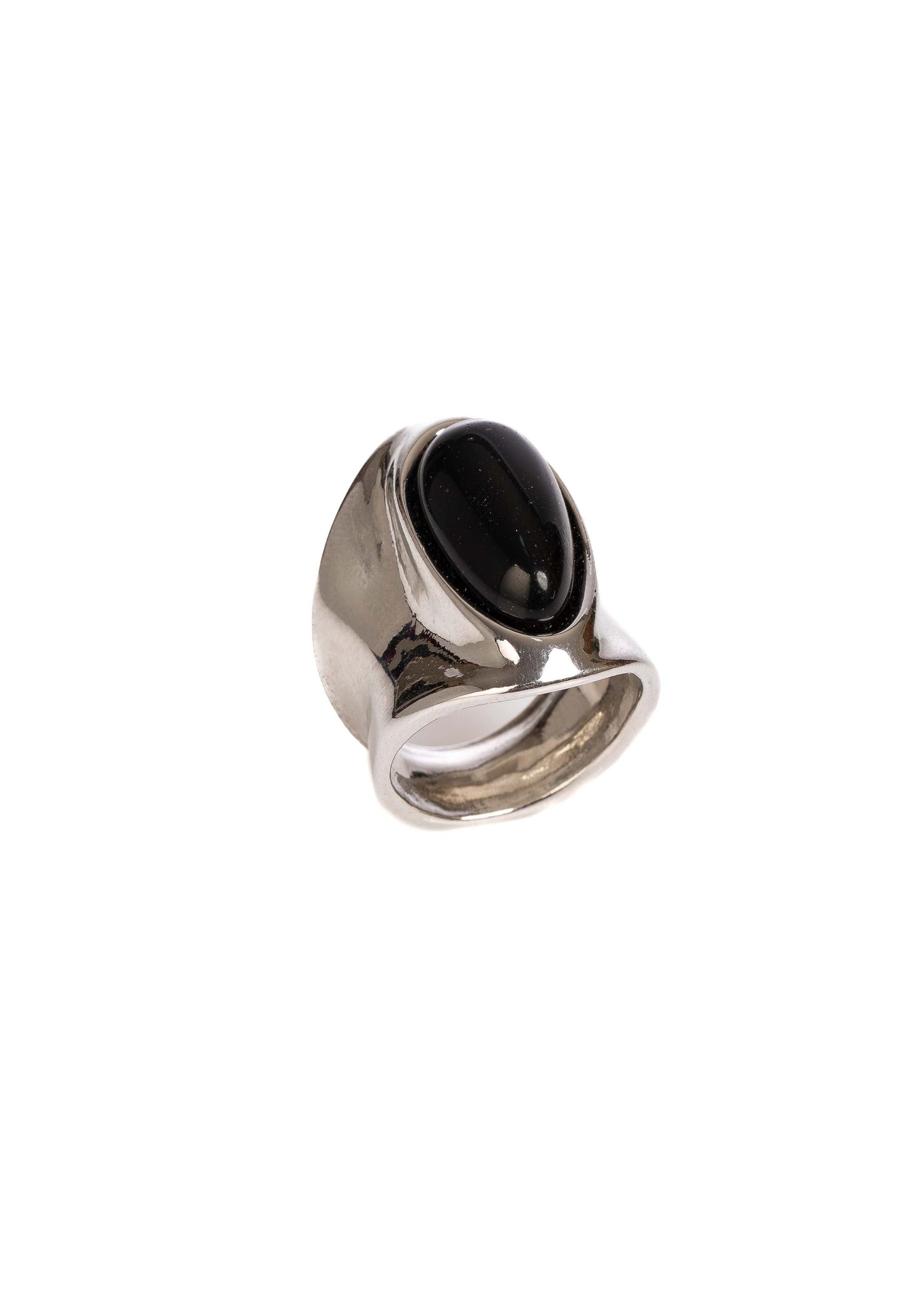 Statement Ring with Black Stone Accent