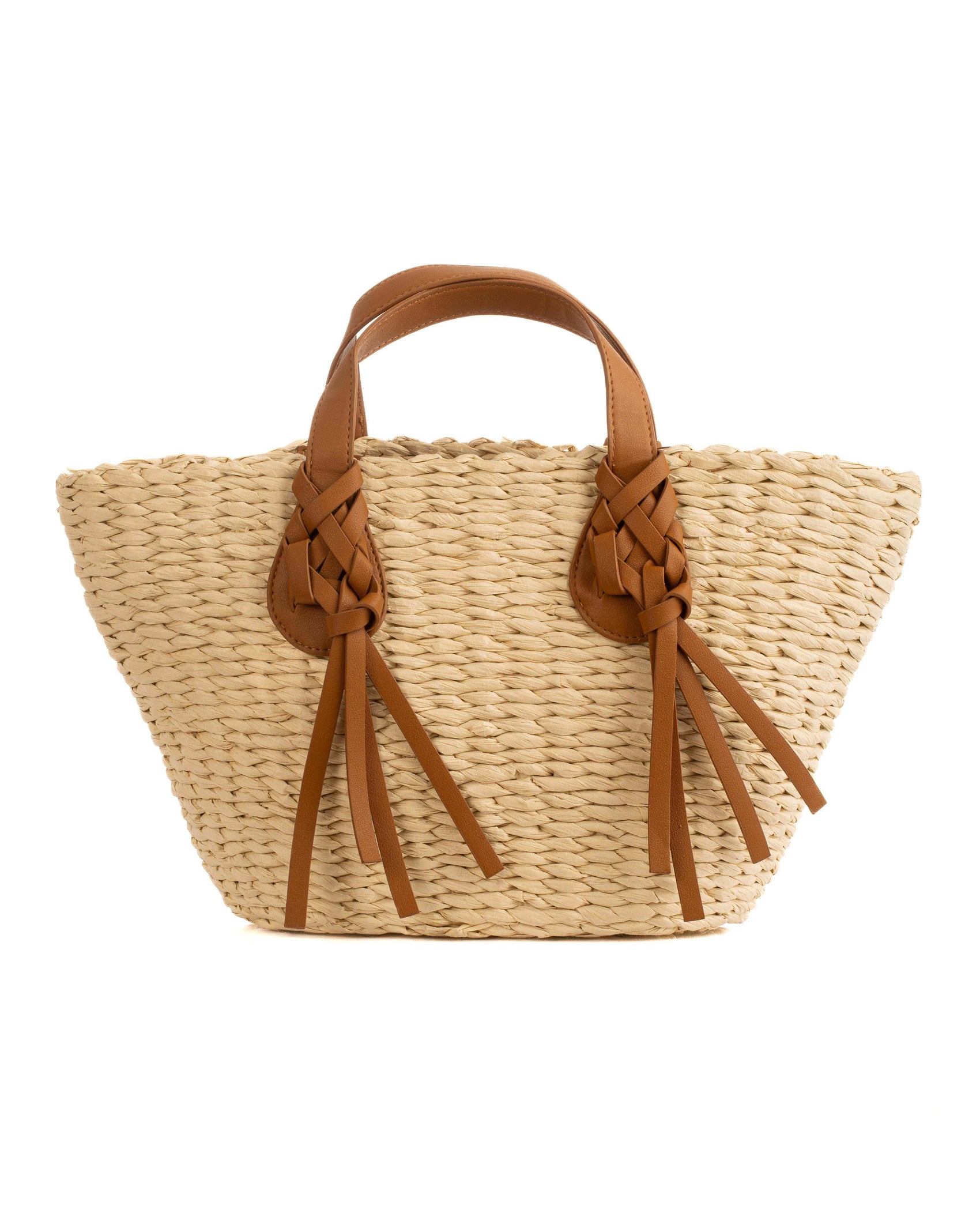 Straw Beach Bag with Braided Handle