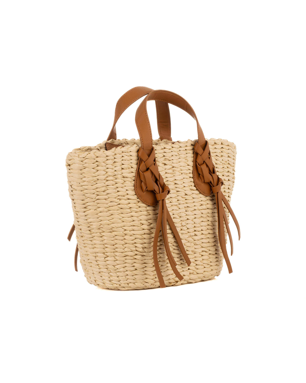 Straw Beach Bag with Braided Handle