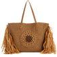 Knitted Straw Beach Shoulder-Bag with Fringes
