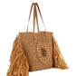Knitted Straw Beach Shoulder-Bag with Fringes