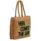 Embroidered "Here Comes The Sun"Crochet Beach Bag