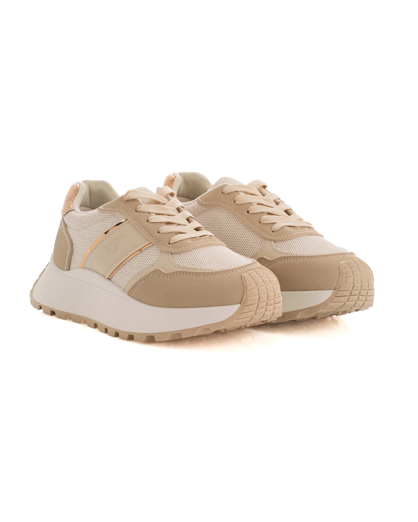 Fabric PU Mix Chunky Sole Trainers