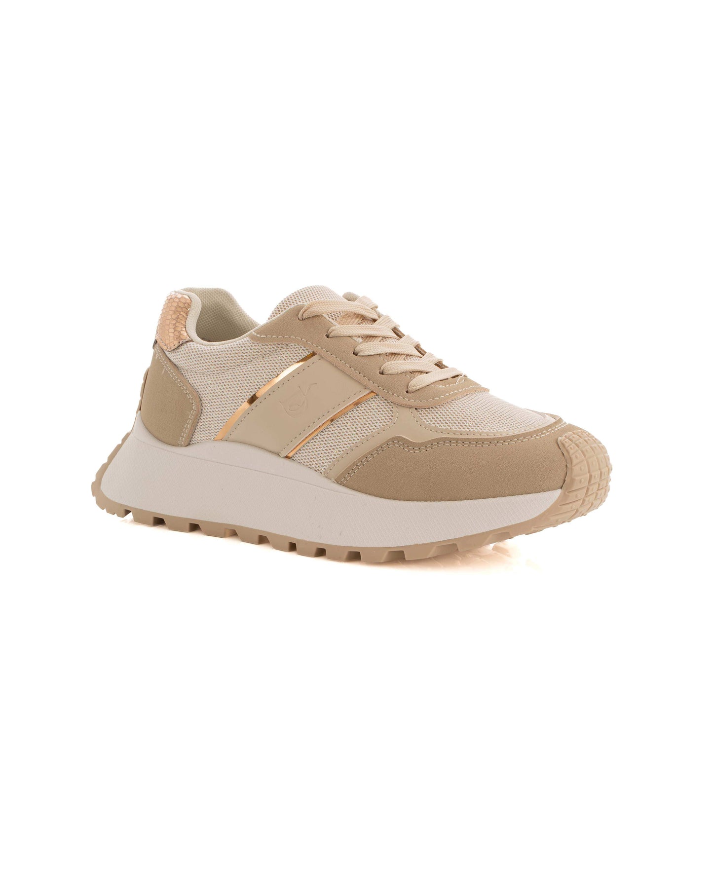 Fabric PU Mix Chunky Sole Trainers
