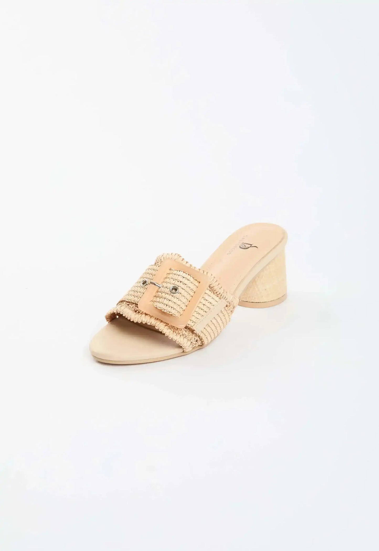 Woven Buckle Block Heel Mules