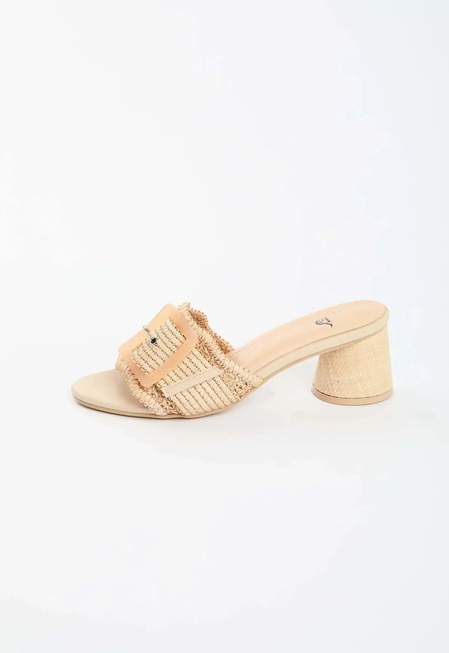 Woven Buckle Block Heel Mules