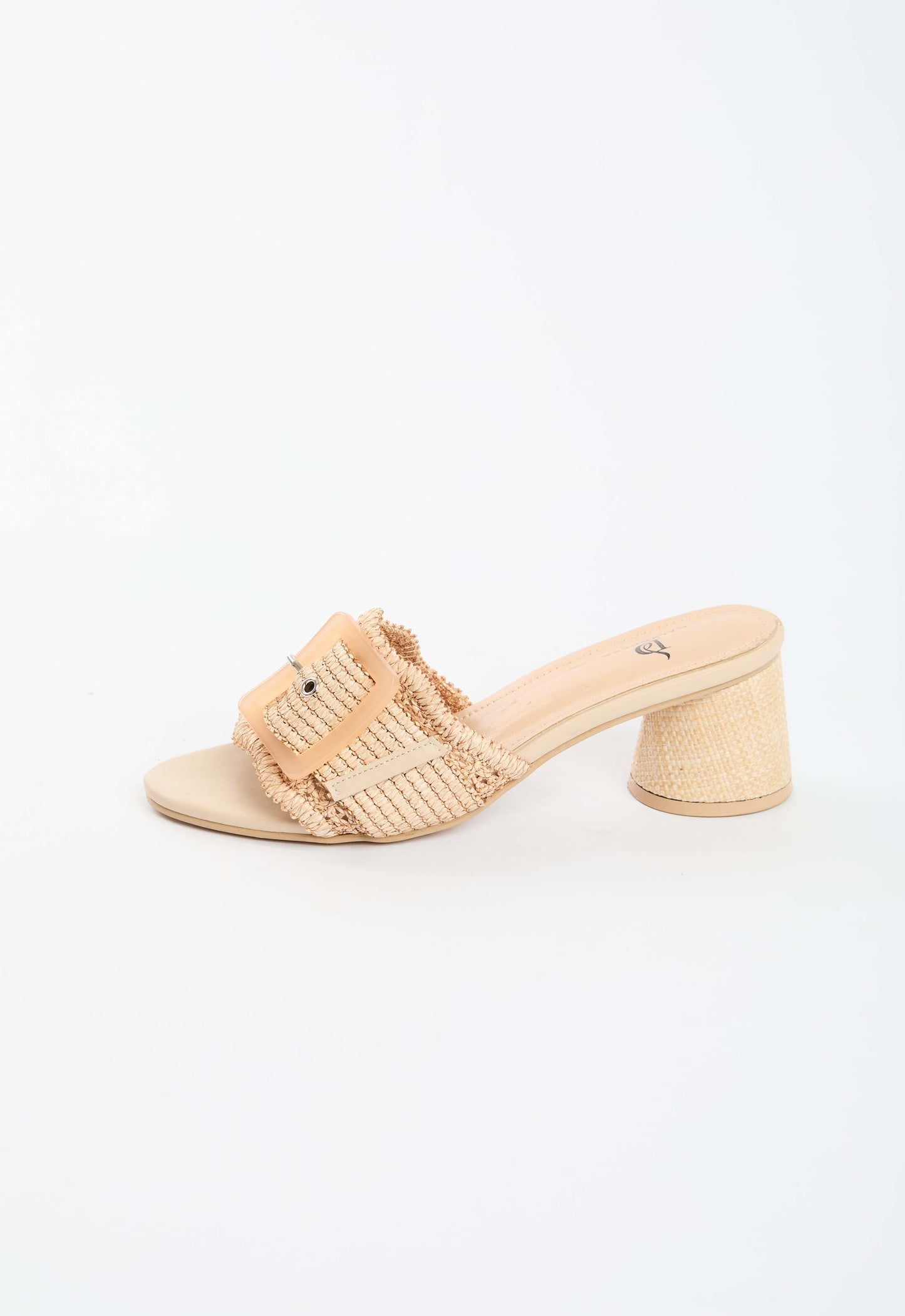 Woven Buckle Block Heel Mules