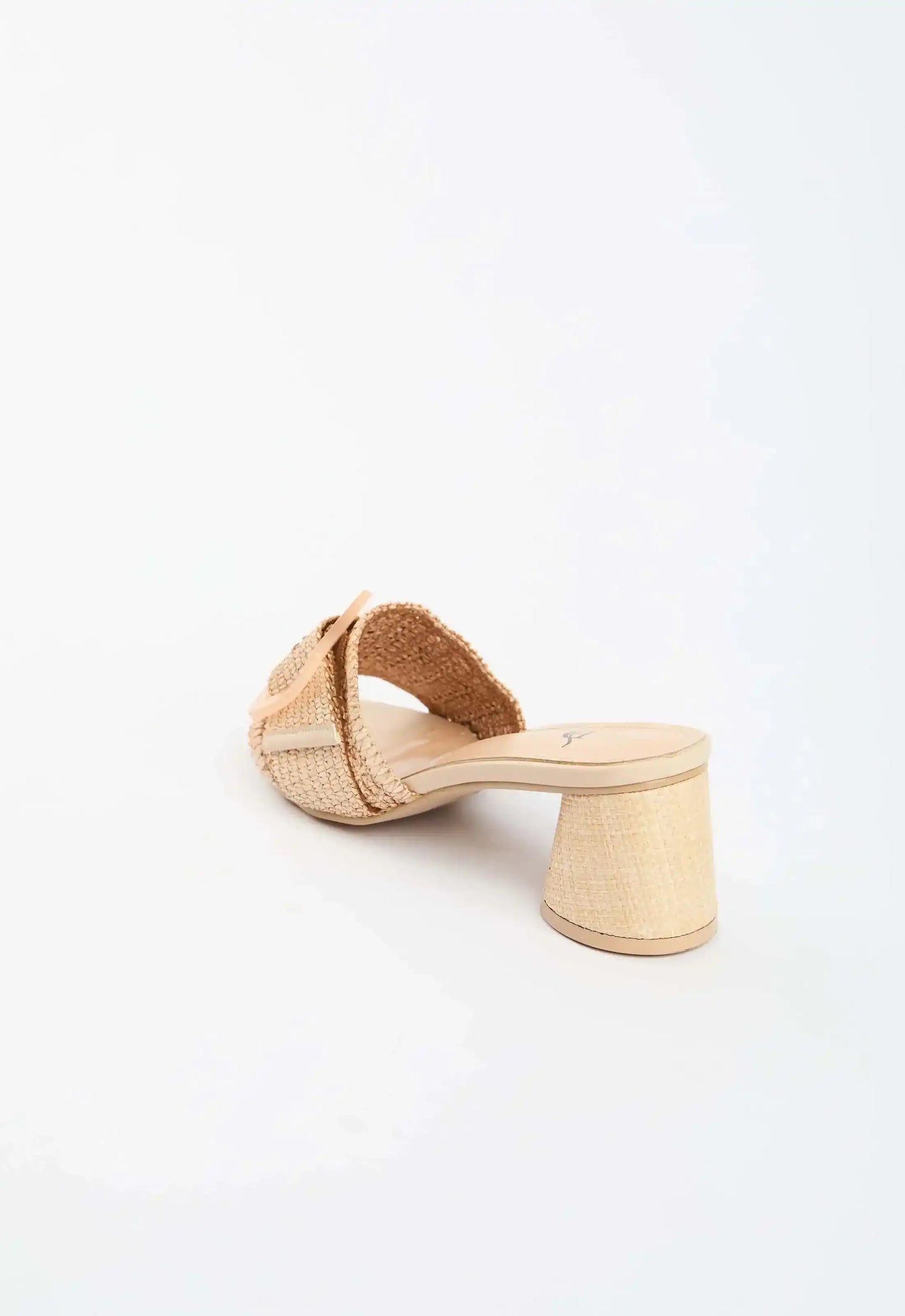 Woven Buckle Block Heel Mules
