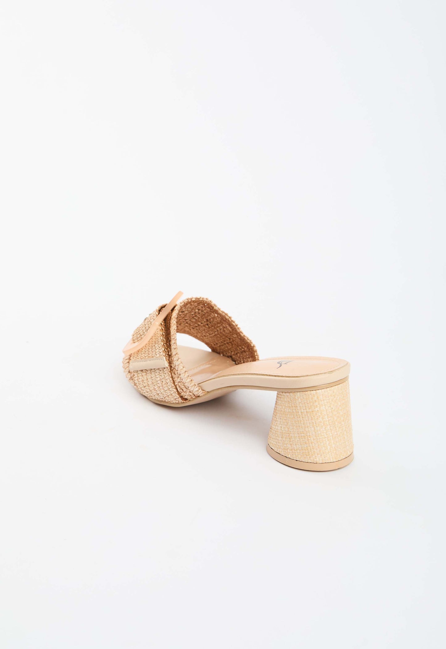 Woven Buckle Block Heel Mules