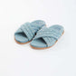 Pearl Embellished Slide Denim Sandals