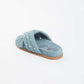 Pearl Embellished Slide Denim Sandals