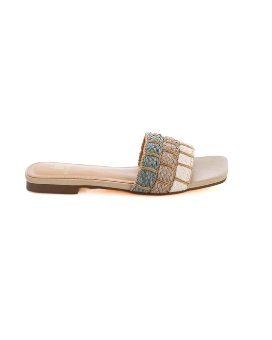 Raffia Slide Sandals in Multicolor
