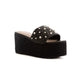 Pearl Embellished Raffia Wedge Sandals