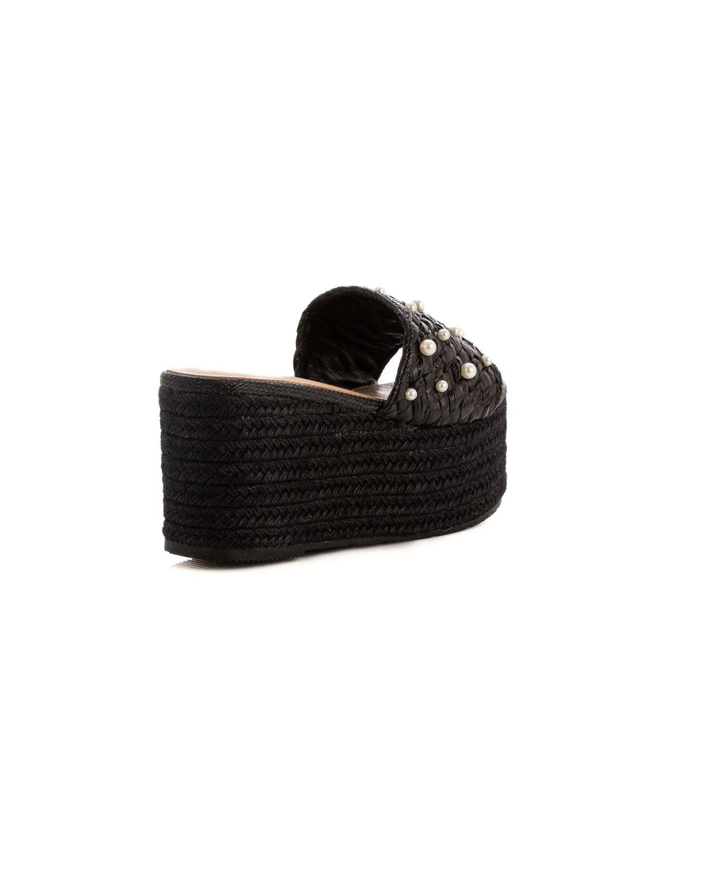 Pearl Embellished Raffia Wedge Sandals