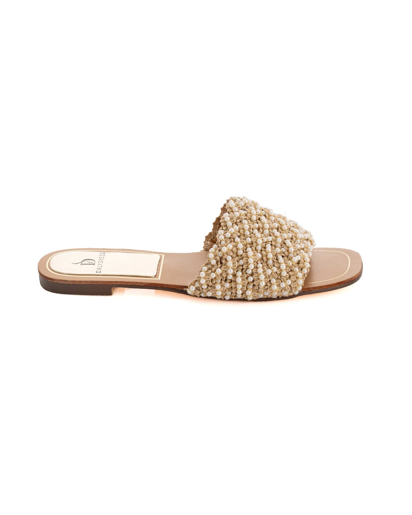 Beaded Flat Slide Sandals