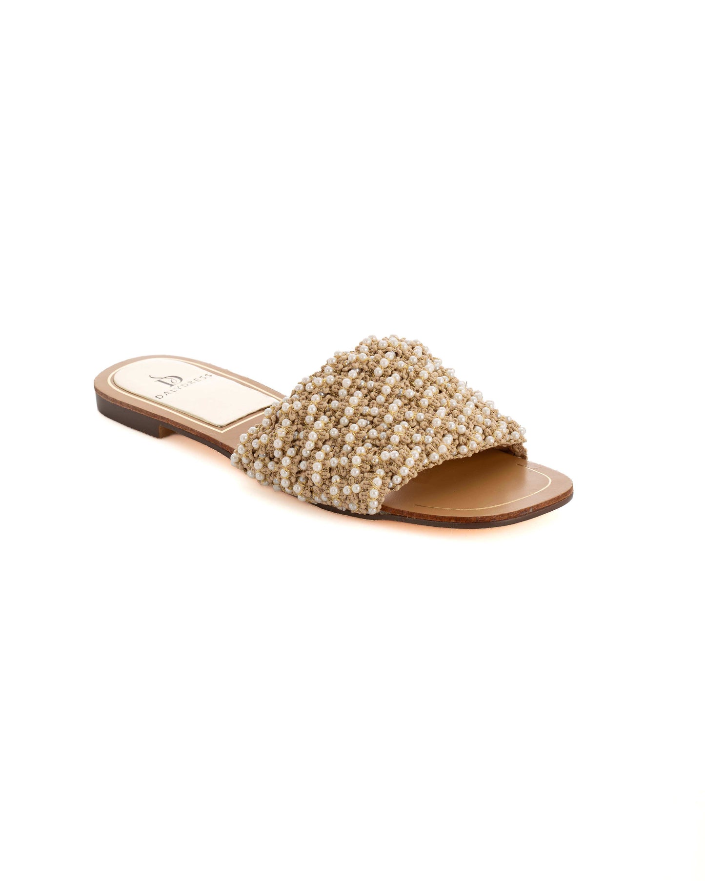 Beaded Flat Slide Sandals