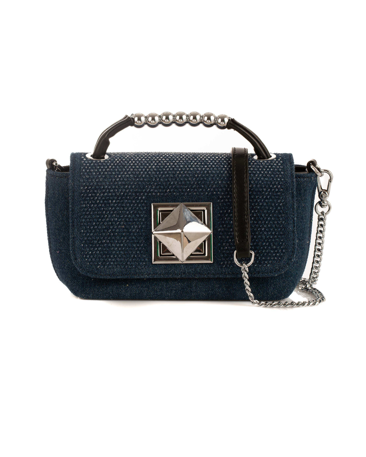 Silver Beads Handle Crossbody Bag