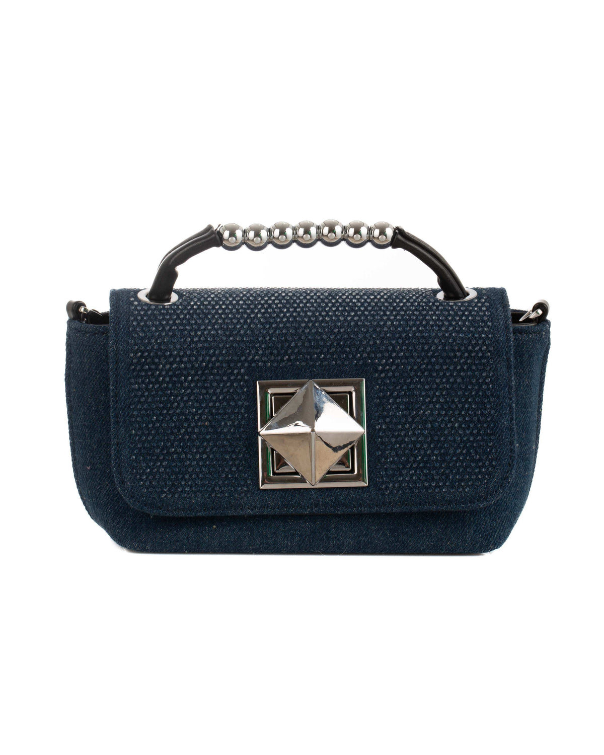 Silver Beads Handle Crossbody Bag