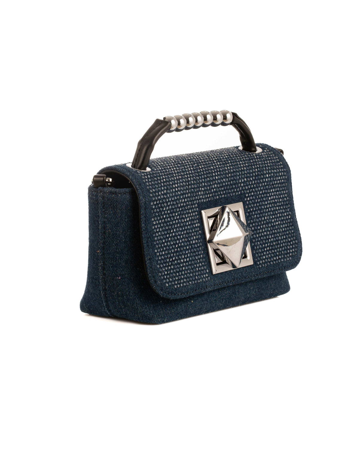 Silver Beads Handle Crossbody Bag
