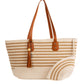 Striped Casual Beach Bag with Mini Purse