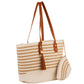 Striped Casual Beach Bag with Mini Purse