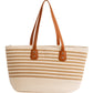 Striped Casual Beach Bag with Mini Purse