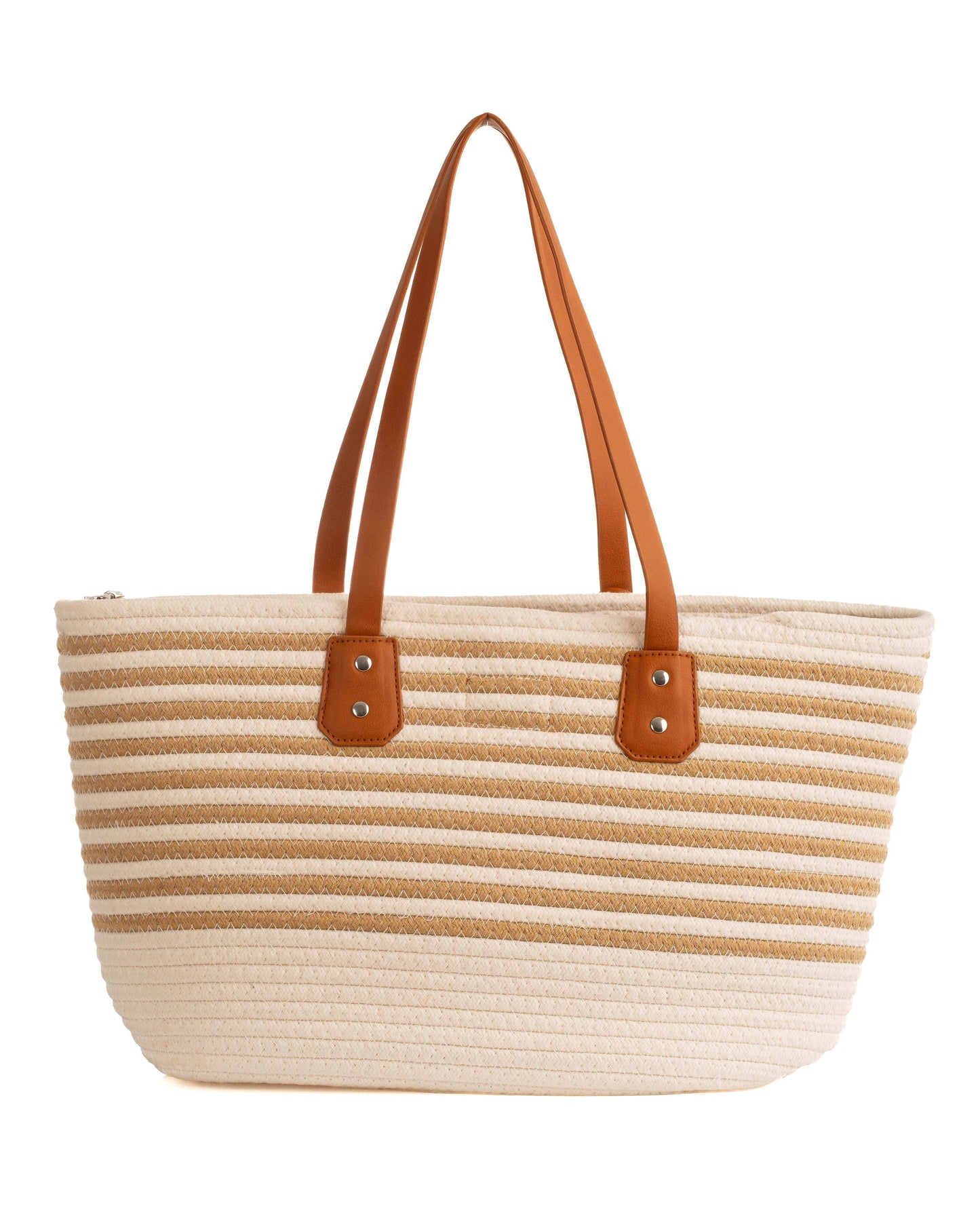 Striped Casual Beach Bag with Mini Purse