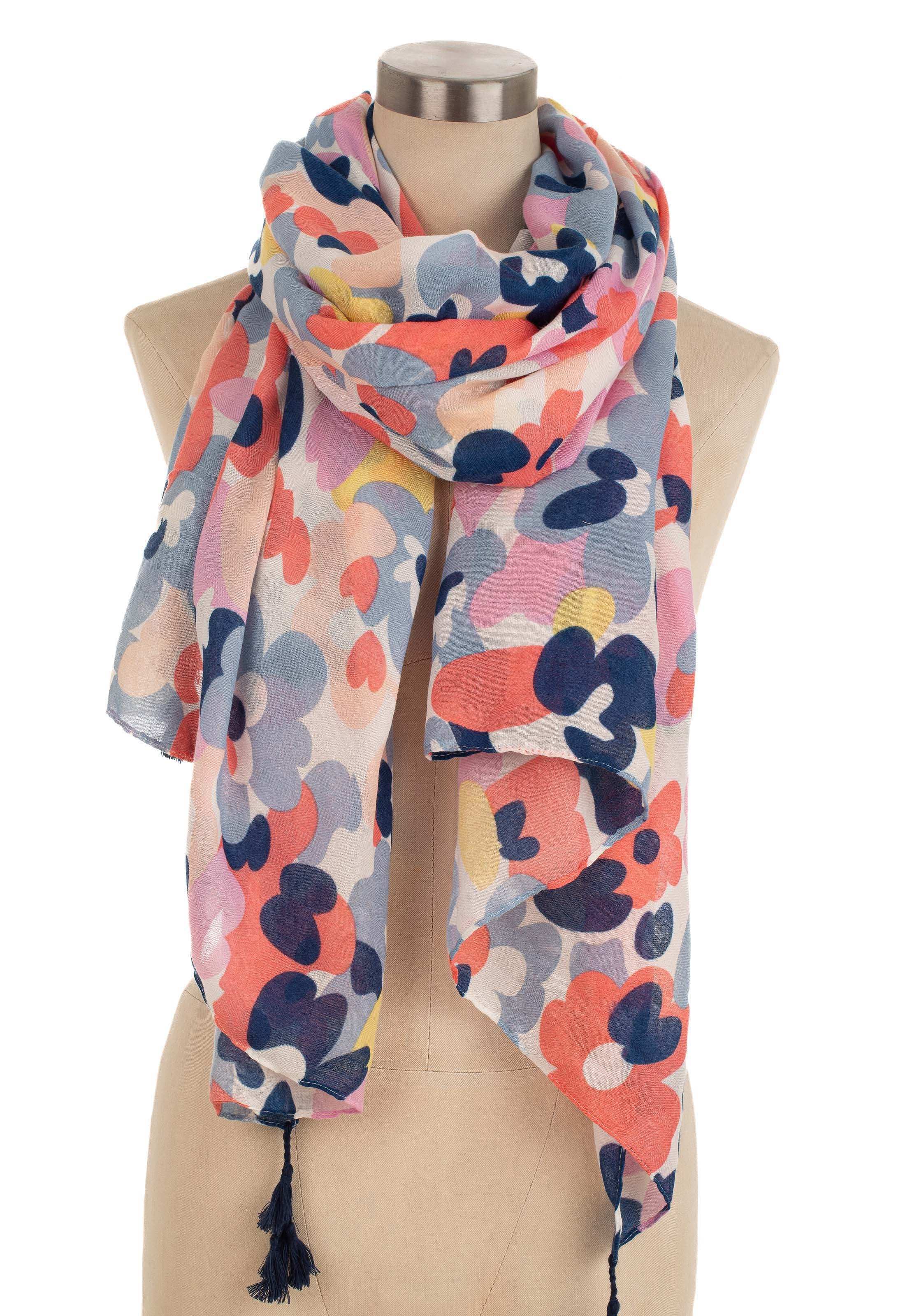 Floral Tassel Accent Scarf