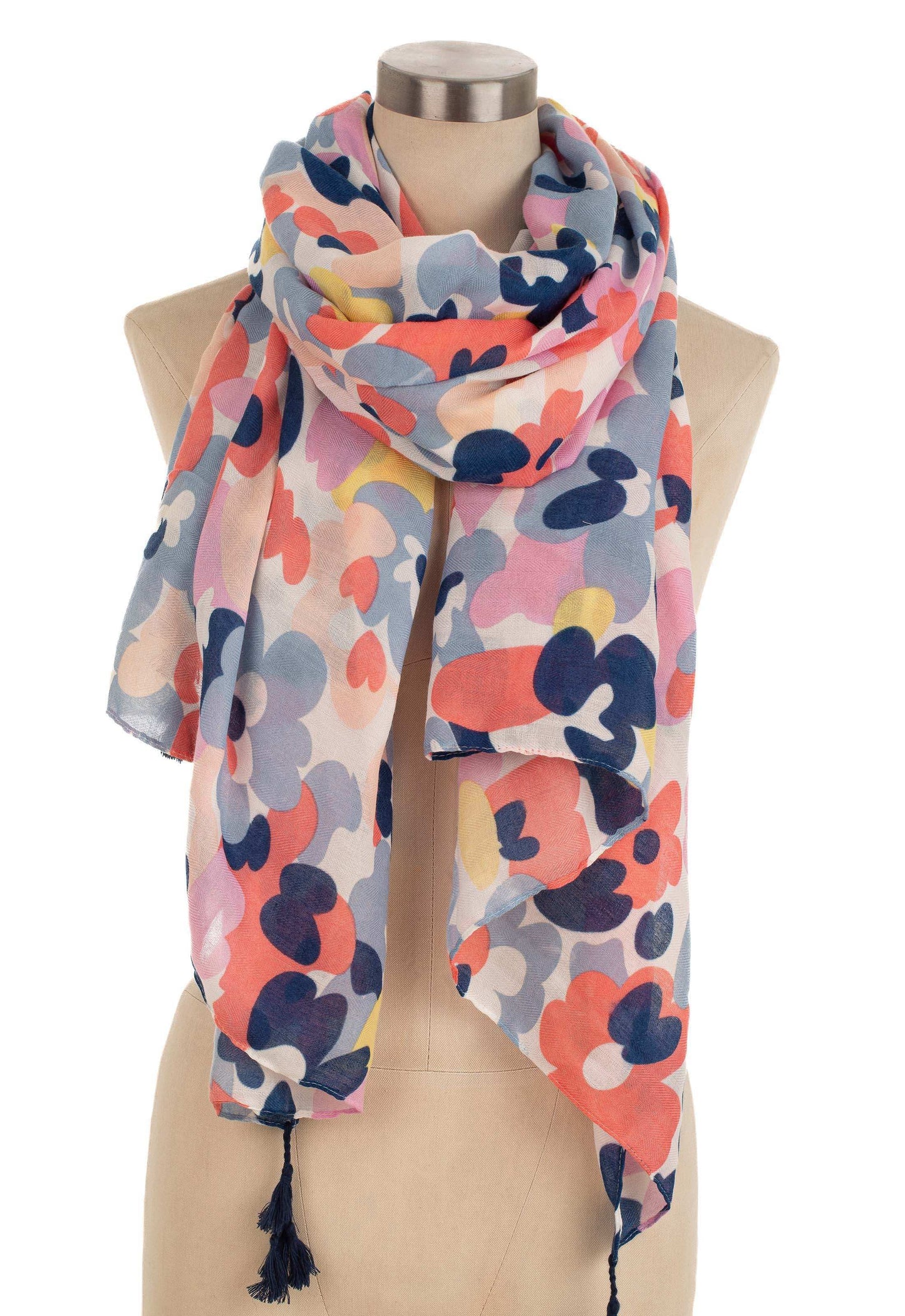 Floral Tassel Accent Scarf
