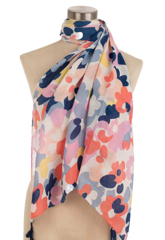 Floral Tassel Accent Scarf