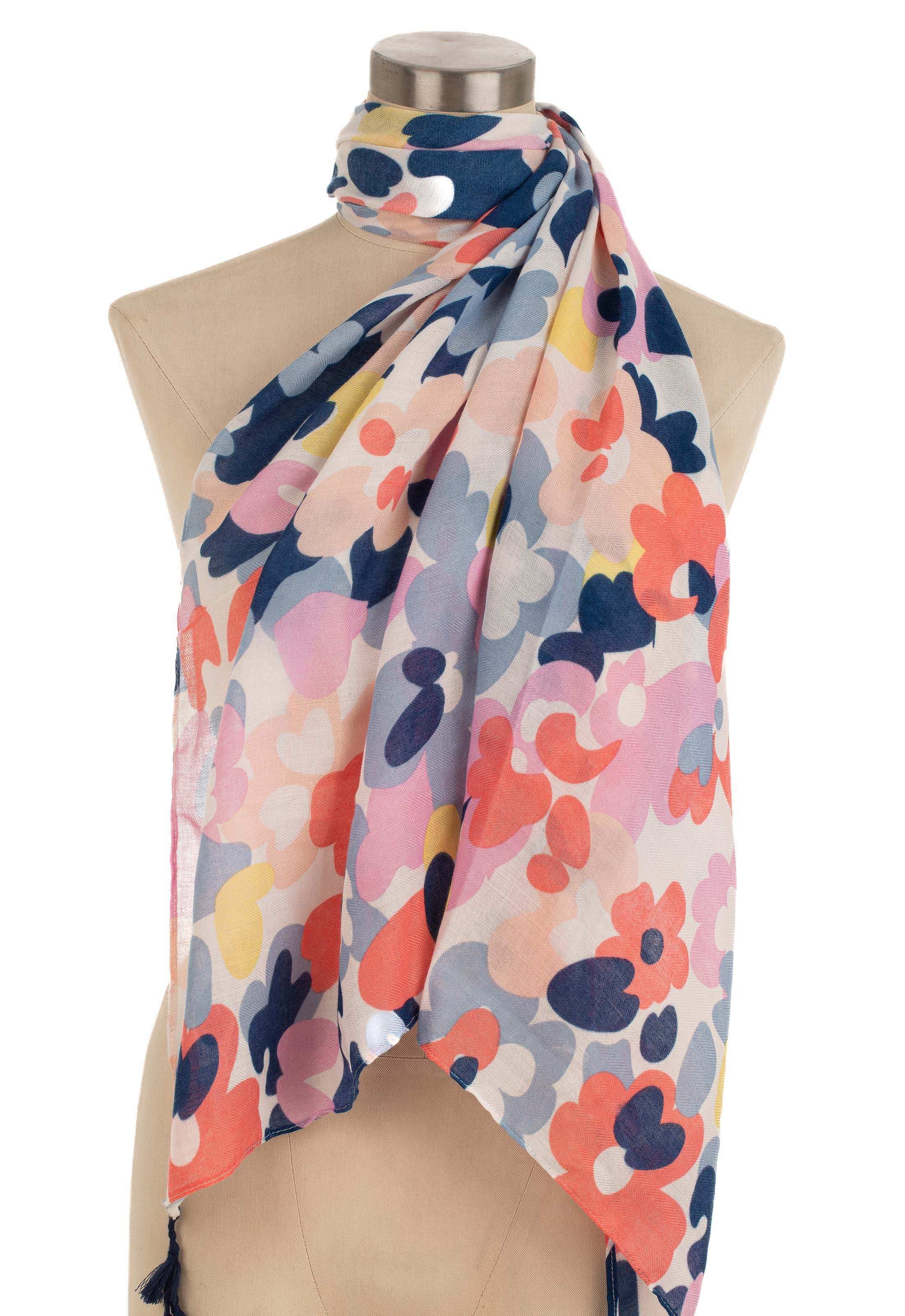 Floral Tassel Accent Scarf