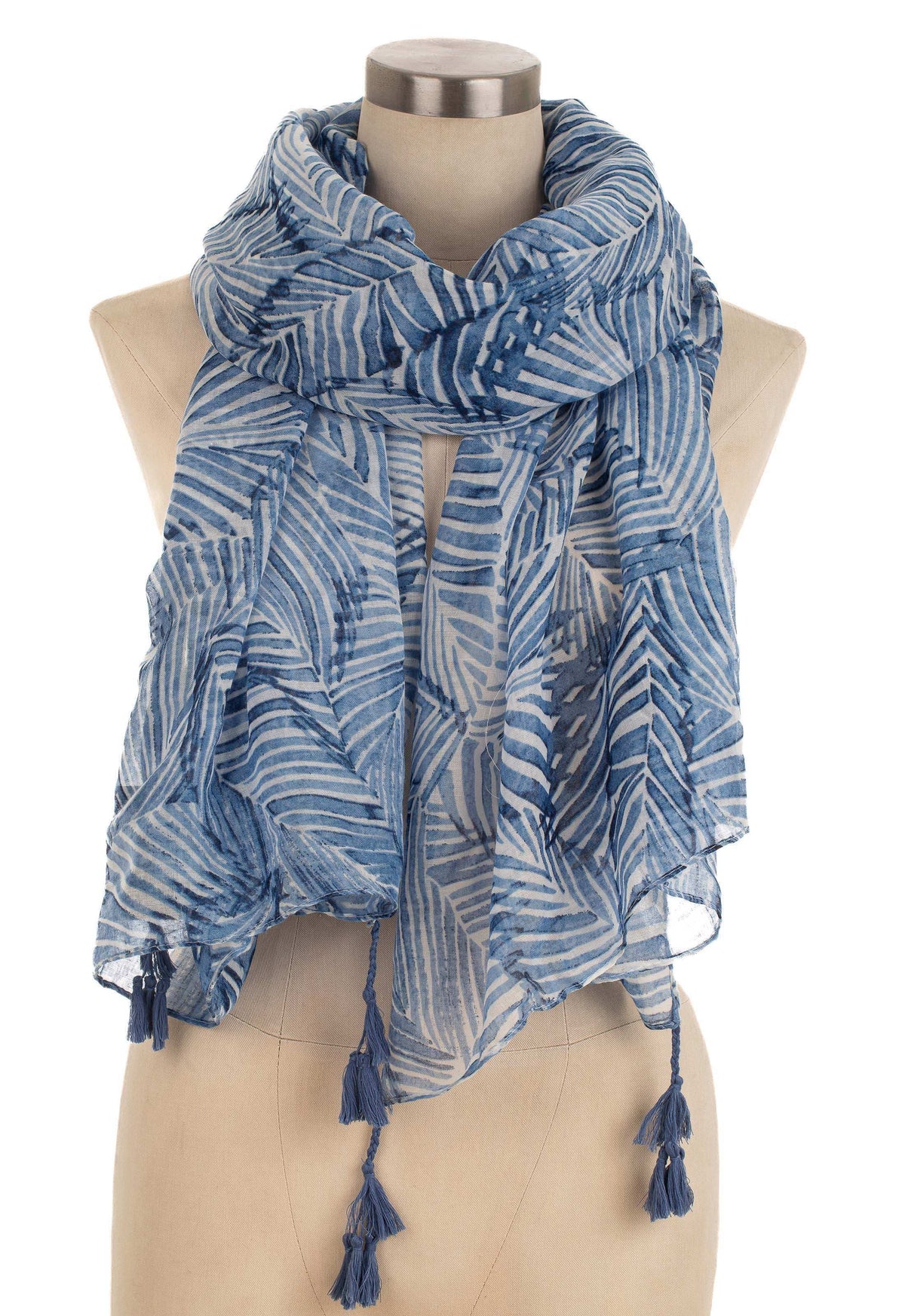 Palm Leaf Tassel Detail Scarf