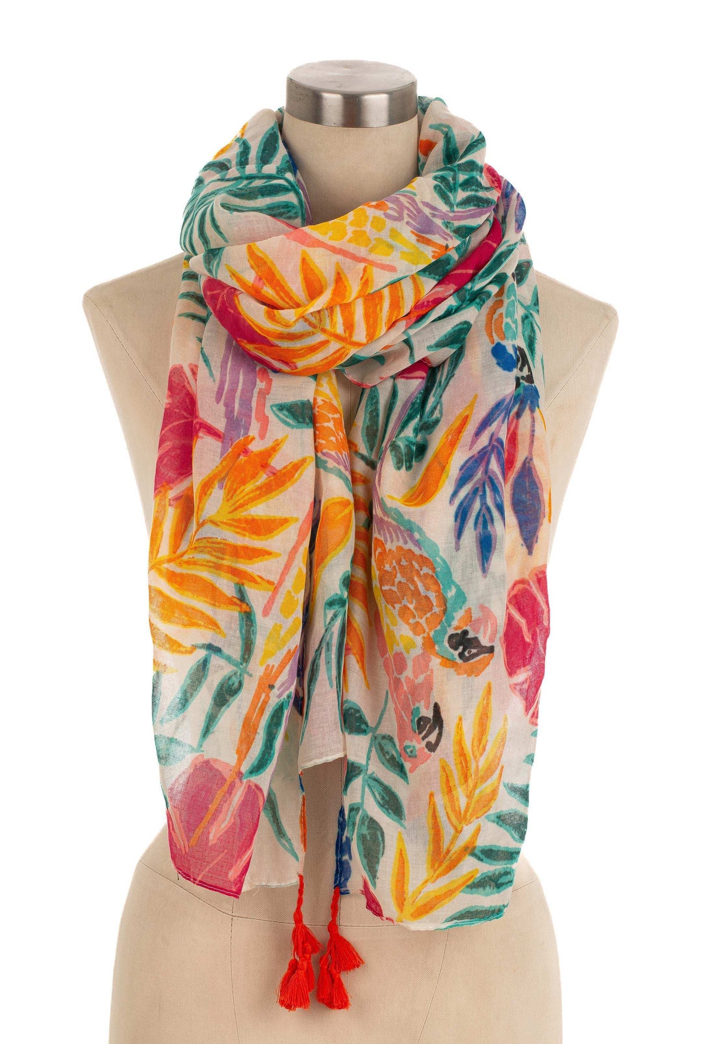 Tropical Leaf Multicolor Scarf Design