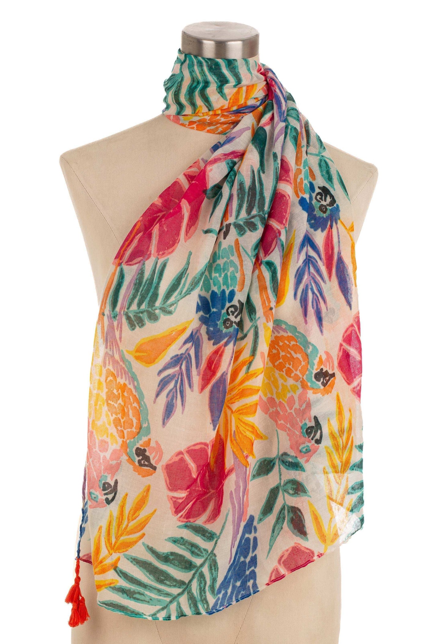 Tropical Leaf Multicolor Scarf Design
