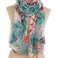 Wrap-Up Scarf with Tropical Leaves Pattern